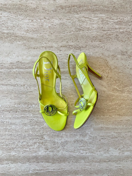 Dior Shoes - Vintage Dior Circle Logo Appliqué Slingback Sandal Heels